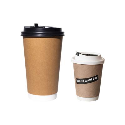 China Factory Price 100% Disposable Paper Coffee Cup Custom Printed Sleeves LOGO Disposable Hot Drink Iced Packing With Lids for sale