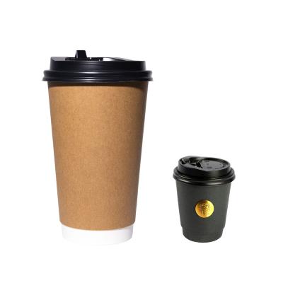 China Wholesale Disposable Coffee Paper Cup With Logo 4oz 6oz 8oz 9oz 10oz 12oz 14oz 16oz Double Wall Paper Coffee Cups With Lids for sale