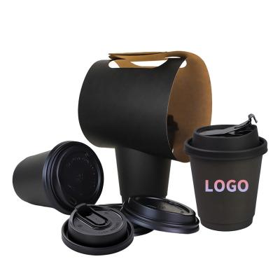 China Logo Food Eco Friendly Takeaway Paper Drinks Coffee Cup Carrier Corrugated Holder 2 4 Custom Biodegradable Packaging With Handle for sale