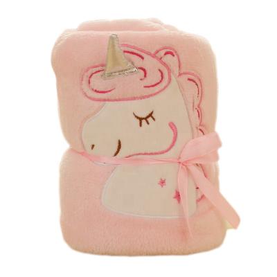 China Cartoon Disposable Hot Sale Baby Kids Animal Flush Blanket Unicorn Blanket for sale