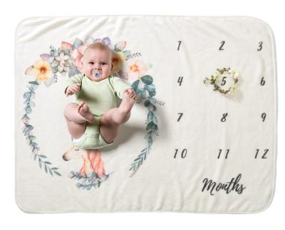 China Cute Anti Dust Mite Baby Milestone Blanket Photography Background, Best Selling Soft Print Infant Baby Blanket for sale