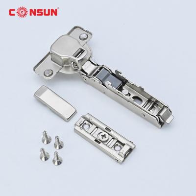 China Consun Modern Furniture Kitchen Hardware Support Plate Hidden Plate Linear Cabinet Hydraulic Clip On Soft Narrow 3D Hinges for sale