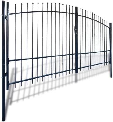 China Easily Assembled Modern Home Ornaments Driveway Double Door Welded Wrought Iron Garden Gate for sale