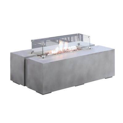 China Outdoor Rectangle JIAHE Garden Imitated Concrete Gray Natural Gas Fire Pit Table for sale