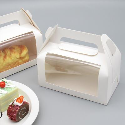 China Recyclable Portable Transparent White Bread Toast Bread Box PVC Card Box Window Food Dessert Baking Packing Box for sale