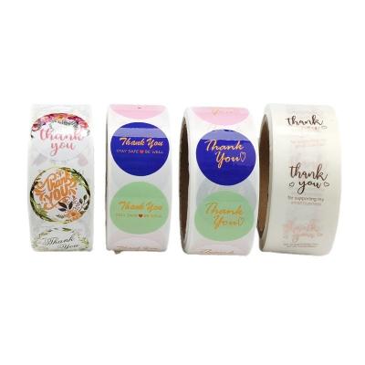 China Waterproof Thank You Hand Account Sticker Customized Customized Sticker Milk Tea Cup Sticker Roll Self-adhesive Label for sale