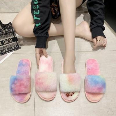 China Light Factory Winter Sheepskin Slippers Wholesale Fur Slippers For Women for sale