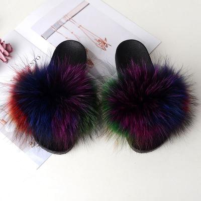 China China Manufacturer Hot Sale Anti-slippery Custom Wholesale Women Real Ladies Real Free Shipping Fox Fur Slide Female Indoor Outdoor Sandals for sale