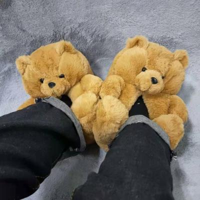 China Fashion Lady Sandal Women's Bedroom Slipper Brown Light Teddy Bear Light Slippers Indoor Plush For Kids for sale