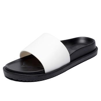 China Breathable Microfiber Black Leather Slippers For Home Hotel Use Men And Women Slippers for sale