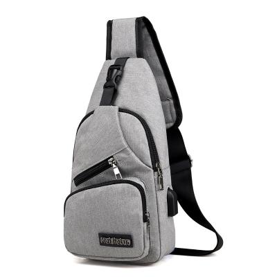 China Zipper Closure Canvas USB Charging Anti-Theft Chest Bag for Men on Short Trips for sale