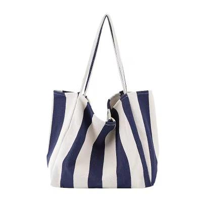 Cina Borsa di tela di cotone a colori personalizzati per lo shopping OEM/ODM Acceptabile Borsa Tote a righe in vendita
