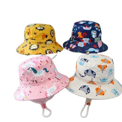 China 2022 Summer Plain Dyed Panama Children Cotton Cartoon Bucket Hat for Boys and Girls for sale