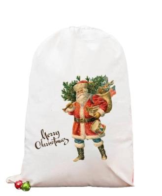 China Bolsa de cordón de Navidad de color sublimado personalizado para envolver regalos personalizados en venta