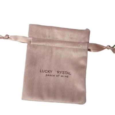 Cina Piccolo imballaggio String drawing Velvet Jewellery Bag Logo personalizzato Stampato tessuto di velluto morbido in vendita