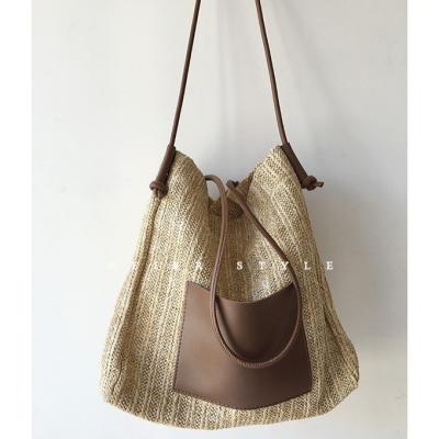 Chine Polyester revêtement à la main sac à paille tissé grand sac à main épaule crossbody sac pour les femmes à vendre