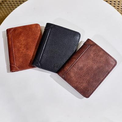 China Full Grain Leather Wallet for Men Detachable Bifold Crazy Horse Wallet in Retro Brown for sale