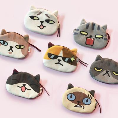 Cina Unisex 3D Cat Coin Wallet Cute Mini Plush Purse Piccola borsa a forma di animale con materiale di rivestimento di lino in vendita