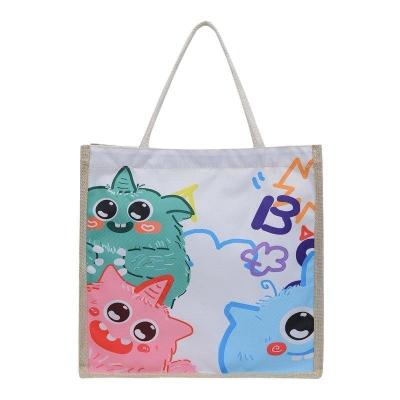 China 2024 Children's Custom Cartoon Shoulder Bag for Beach Leisure Travel Canvas Tote Bag for sale