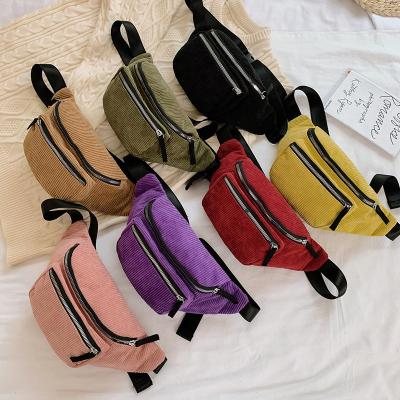 China Acceptable OEM / ODM Mujeres bolsas de cintura para deportes al aire libre Gimnasio de carreras Fanny Pack Corduroy en venta