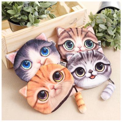 China Customized Color Kids Wallet Little Girl Purses Coin Pouch Cartoon 3D Cat Zipper Kawaii Wallet Coin Purse for sale