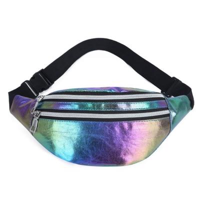 China Stylish Customized Color Holographic Fanny Pack Waist Bag for Girls Laser PU Material for sale