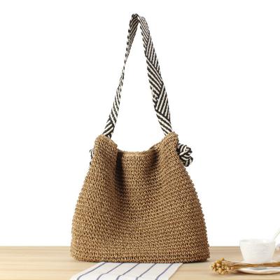 China Korean Style Straw Braid Shoulder Bag for Women Beach Knotted Strap Summer Holiday for sale