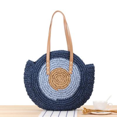 China Summer Half Round Ethnic Style Saddle Straw Woven Beach Handmade Rattan Bag for Unisex for sale