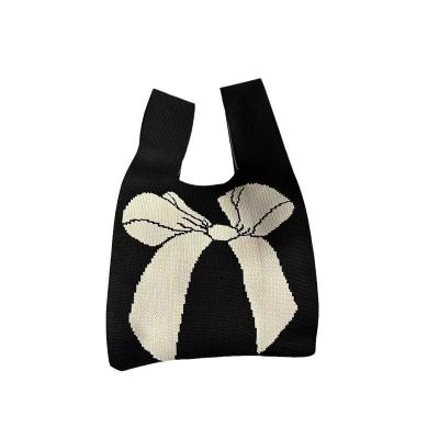 China Customized Tote Bag Design Knitted Organic Cotton Fabric with Eco-Friendly Bow Knot for sale