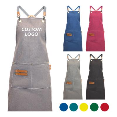 China Custom Logo Cross Back Cotton Apron for Kitchen Chef in Bulk Order Supply Purchase for sale