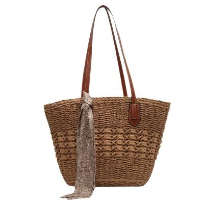 China 2024 Fashion Women's Straw Beach Bag Customized Tote Bag with Straw Material for sale