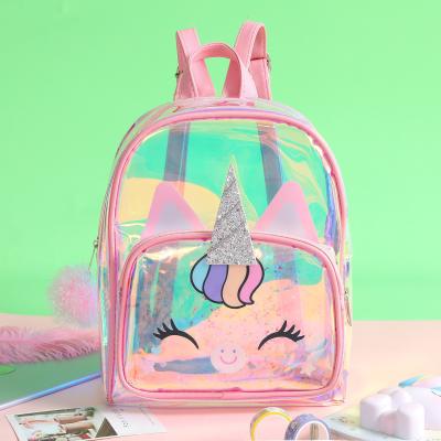 Cina Acceptabile OEM/ODM Sacchetto trasparente Carino Unicorn Asilo per bambini Sacchetto Piccolo Zaino Per Ragazzi Ragazze in vendita