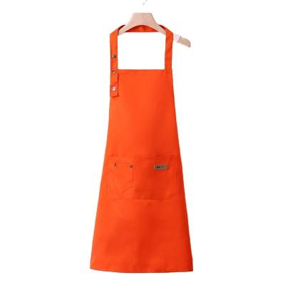 China Gender-Neutral Canvas Cotton Apron with Custom LOGO Waterproof Kitchen Bib Work Apron for sale