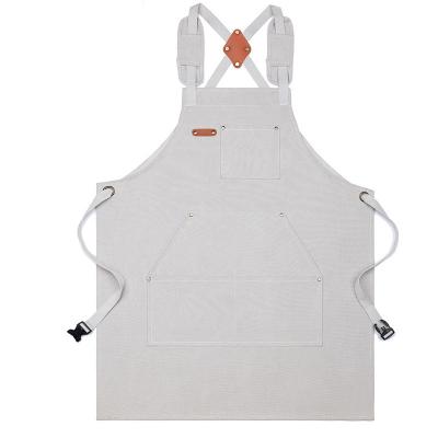 China Wait Staff Uniform Waterproof Chef Apron for Cafe Restaurants Kitchen in Cotton Canvas for sale