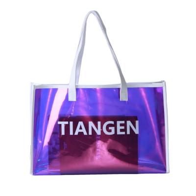 Chine Sac en gelée PVC transparent sac de mode holographique épaule de magasinage sac en plastique pour femmes à vendre