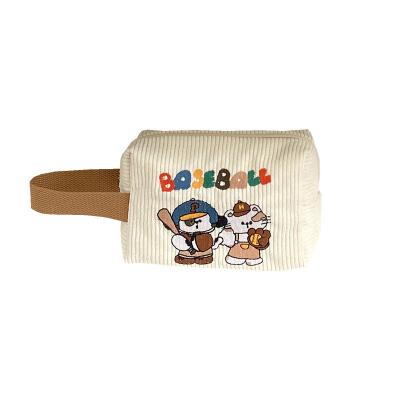 China Mini Storage Bag with Custom Logo Original Cute Corduroy Illustration Handbag for sale