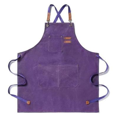 China Daily Life Chef Work and Utility Apron Custom Logo Cotton Canvas Tool Apron with Pockets for sale