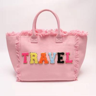 China Neueste Modische Keymay Tassel Fringe Große Leinwand-Tote-Tasche mit zwei Griffen/Gürteln zu verkaufen