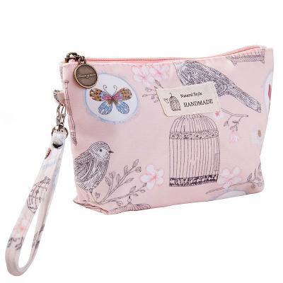 China Canvas Fashion Makeup Bag With Zipper Lady Cute Portable Cosmetic Pouches for sale