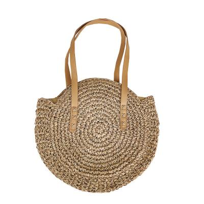 China Crochet Handbag Women Large Summer Round Customized Color Moroccan Paper Sea Beach Tote Straw Bag for sale