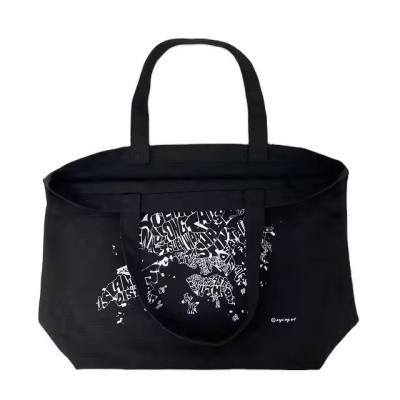 China 12 Oz Black Canvas Tote Bag for Luxury Shopping Organic Cotton Material for sale