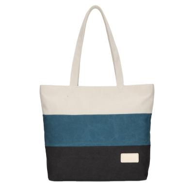 China Shopping Beach Boat Bottom Shape Top Handle Handbag Striped Tote Bags Eco Friendly Cotton Canvas for sale