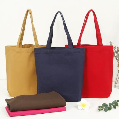 China Shopping Customizable Size Solid Color Cotton Canvas Tote Bag with Customized Logo for sale