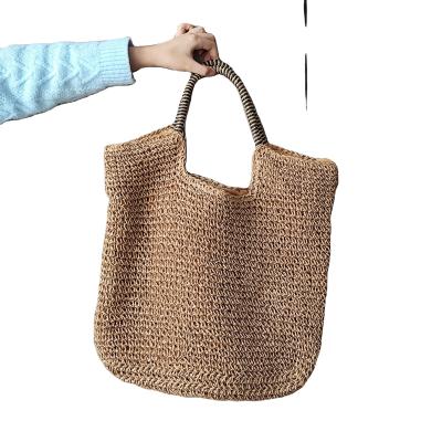 China High Capacity Korean Style Women Straw Beach Holiday Picnic Bag with Custom Logo for sale