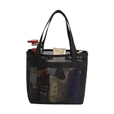 China Customized Logo Mesh Toiletry Bag Eco Shopping Bag with Zipper Small Nylon Mesh Bag for sale