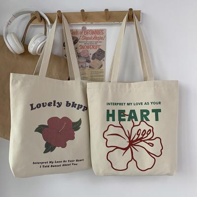 China Letter Pattern Women Canvas Shopping Bags Tote Bags for Reusable and Eco-friendly for sale