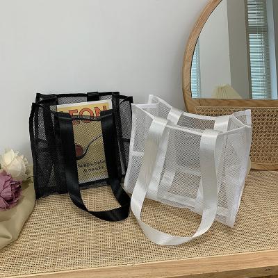 China 2022 Customized Fashion Print Grote Mesh Tote Bag Vrouwen Beach Bag met Hollow Out Te koop