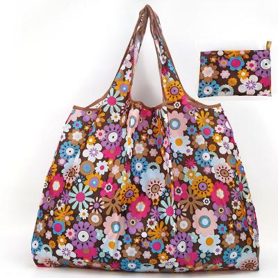 China Newest Fashinable Style Eco Friendly Foldable Polyester Floral Shopping Bag for Women for sale