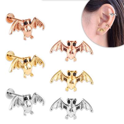 China Environmental Friendly Stainless Steel Cartilage Piercing Fashion Small Ear Cartilage Thin Tragus Earrings Fashion Ear Studs Helix Earring for sale