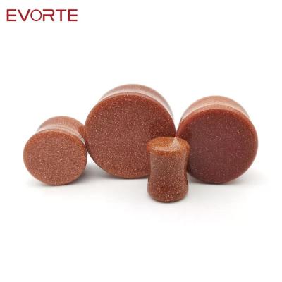 China CLASSIC stone tunnel ear plug fashion new arrival gold Evorte sand body jewelry piercing ear measurements gold expander for sale